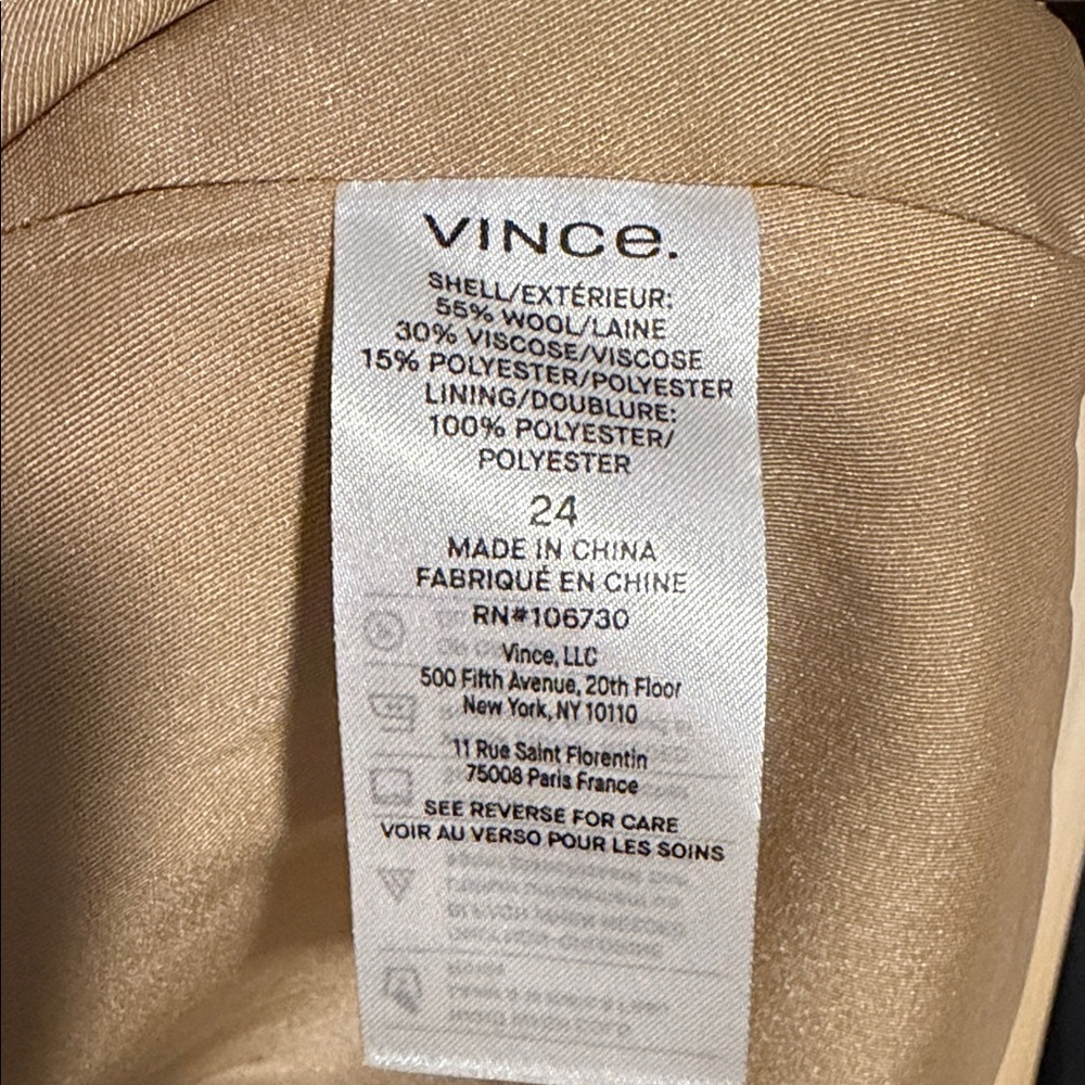 Vince Collarless Wool Blend Blazer in Straw Beige - Picture 4 of 7